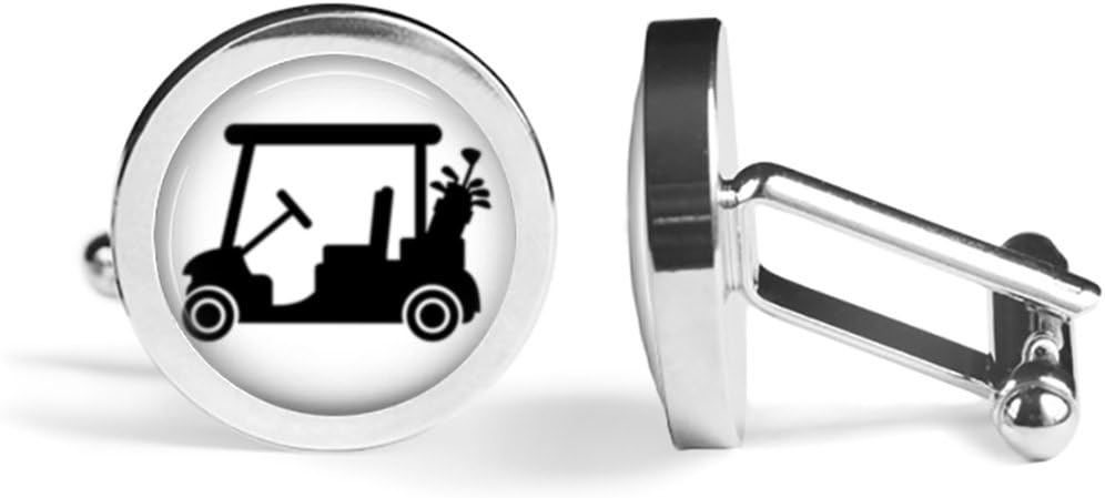 Golf Cart Cufflinks Golfer Golfing Cuff Links (Angled Edition)