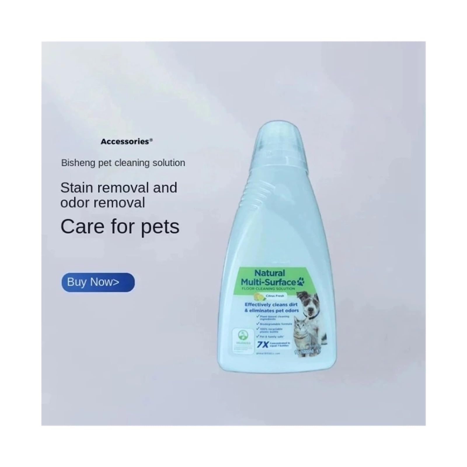 Líquido de Limpieza Especial, Compatible con Bissell Natural Multi-Functional Floor Pet Descontamination Liquid 1L