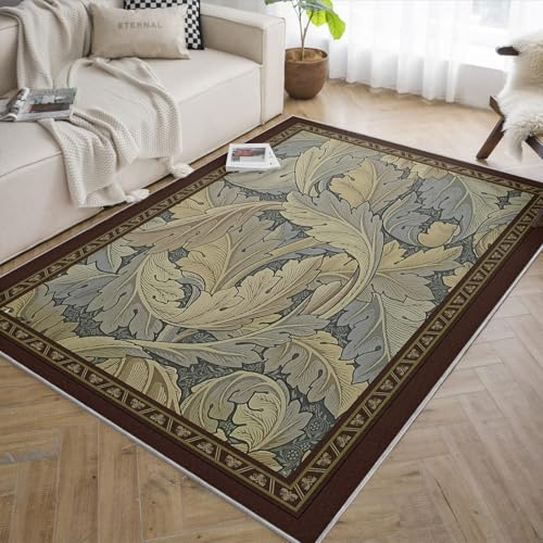 Tapis fin poil bas motif feuilles acanthe 90x150 cm - 6