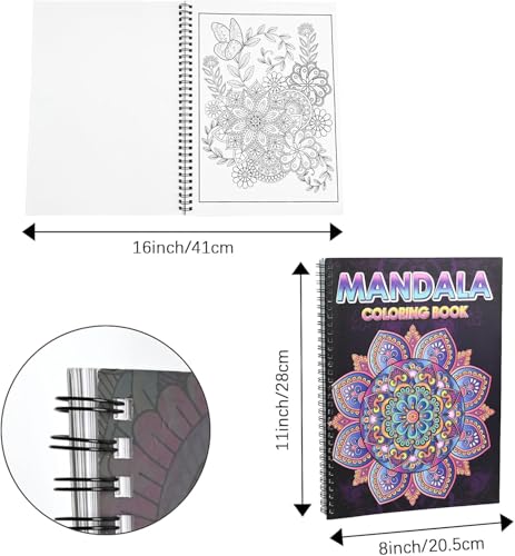 Pobuu 3 Pack Adult Colouring Book,60 Page Mandalas,Animal & Flower Patterns,Spiral Bound Colouring Books for Adults Relaxation, Anxiety Relief Gifts for Women