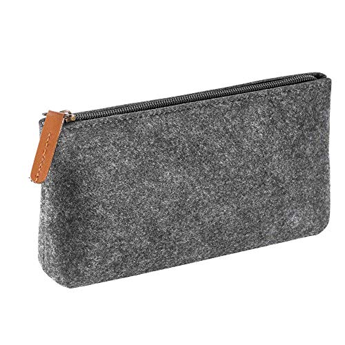 Semilyn Felt Makeup Pouch Zipper Makeup Bag Zipper Travel Bag Makeup Organizer Bag Pen Case Cosmetic Bags For Toiletries,Cosmetics, Travel Item, Gadgets, Highlighters (Grey)