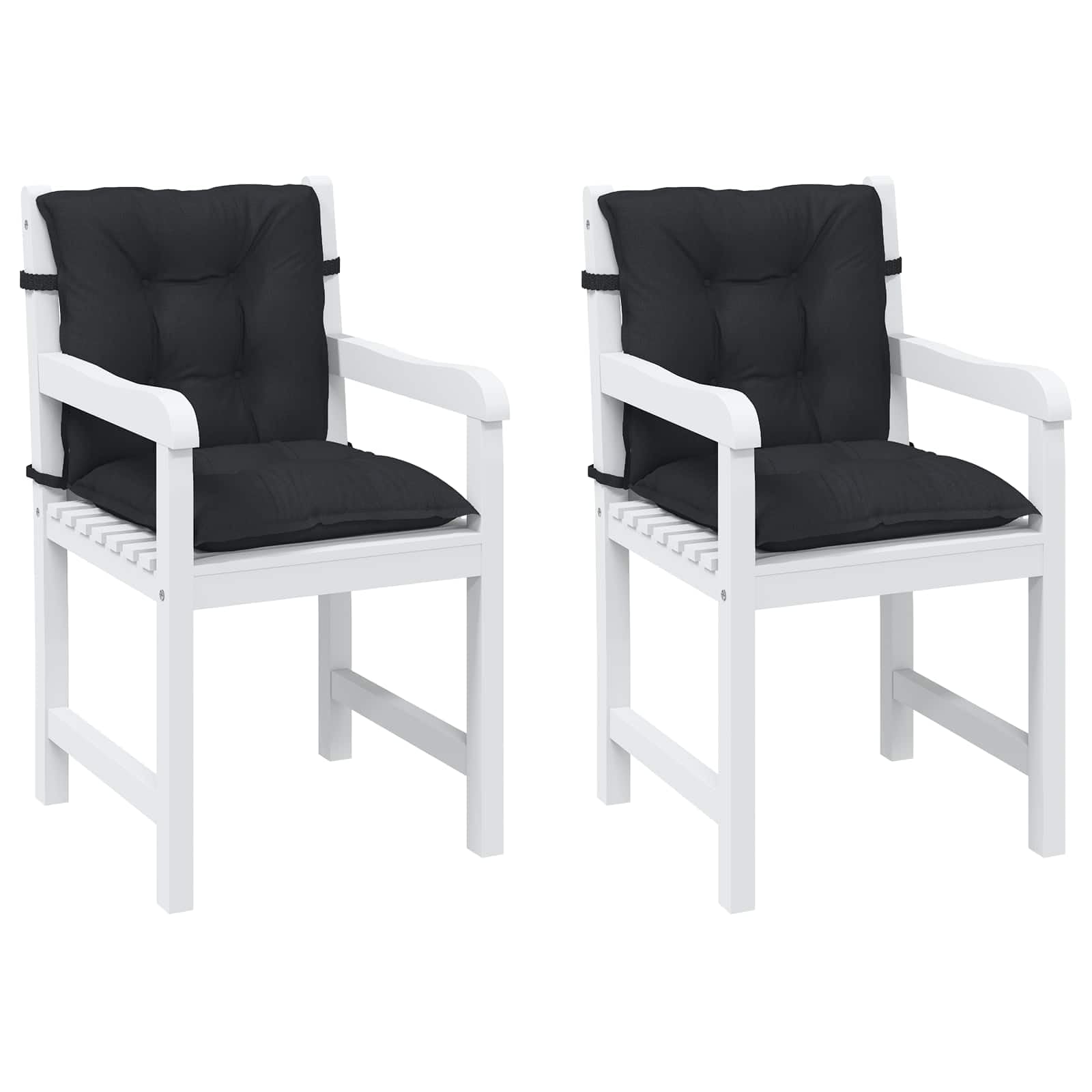 Lot de 2 Coussins de Chaise à Dossier Bas - Noir chiné - en Polyester - 100 x 50 x 7 cm - pour intérieur et extérieur - Convient pour Chaise de Jardin, Chaise de Salle à Manger, Chaise de