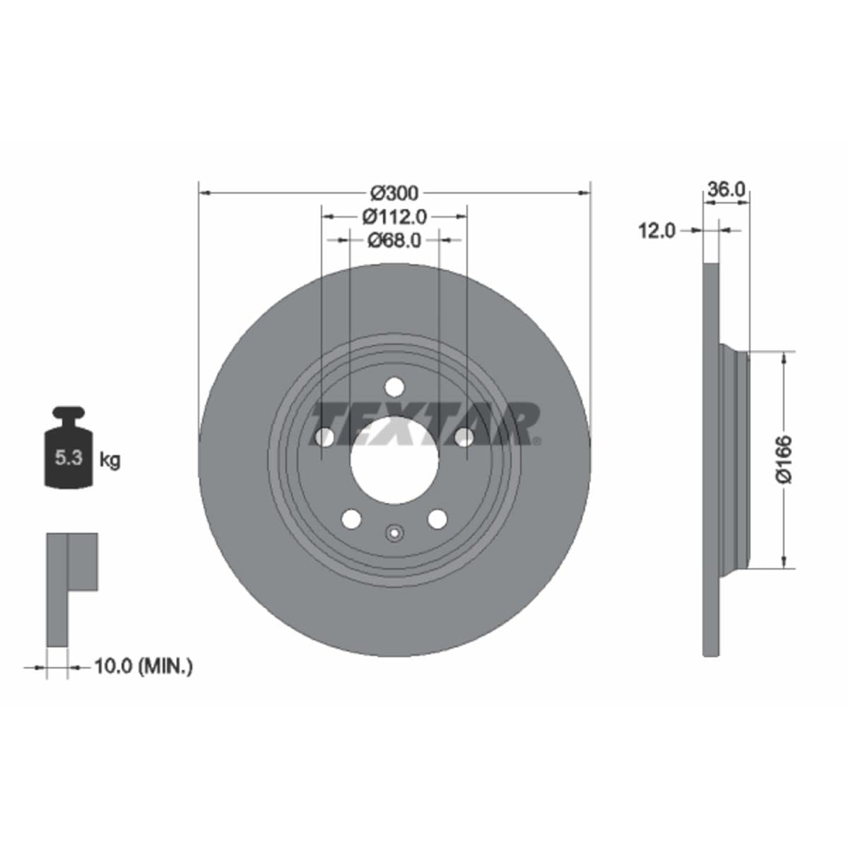 Textar Fren Diski Arka Cvna VW A4 1.4TFSI 2015-92282803 - 92282803