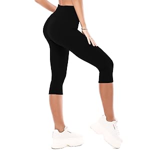CADITEX High Waisted Capri Leggings for Women,Buttery Soft Workout Gym Pattern Yoga Pants