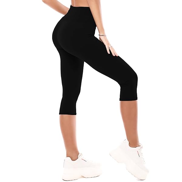 CADITEX High Waisted Capri Leggings for Women,Buttery Soft Workout Gym Pattern Yoga Pants
