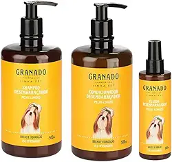 Genérico Combo Shampoo + Condicionador + Fluído Desembaraçador Pelos Longos para Cães e Gatos