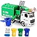 JOYIN Jumbo Take Apart Friction Powered Side-Dump Riciclaggio camion della spazzatura giocattolo con luce e suoni, 3 bidoni della spazzatura, cacciavite giocattoli, per montaggio fai da te