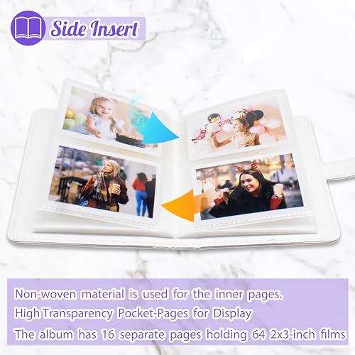 64 Pockets Photo Album Book for 2x3 Inch Film - Mini Small Albums for Fujifilm Instax Mini Instant Camera, for Polaroid Hi-Print Pictures, Kpop Photocard Holder Binder (Purple) - Image 4