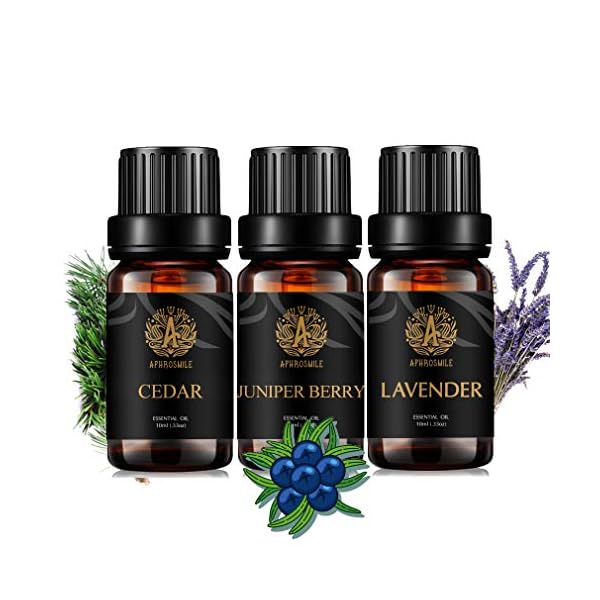 Aromathérapie cèdre huile Essential set pour Diffuseur, 3x10ml 100% Pure Lavender Essential Oil Kit pour Humidifier-lavande,cèdre,Genièvre Huile essentielle Set,aromathérapie Juniper Berry huiles Kit
