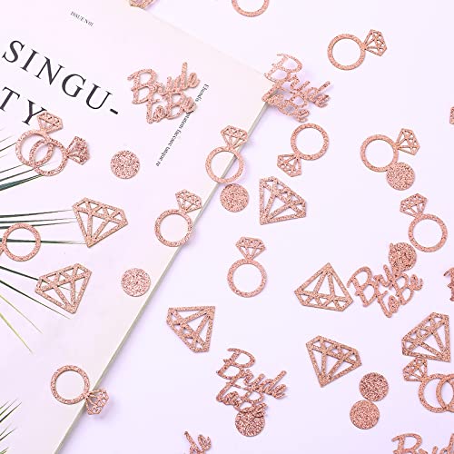 Bridal Shower Decorations 300Pcs Table Glitter Confetti For Engagement Party Decor Bride To Be,Diamond,Ring And Circle Rose Gold Paper Confetti For Wedding Bachelorette Party Supplies (Rose Gold) #TOP2