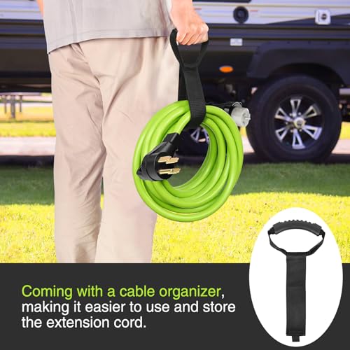 Nilight 25FT 50 Amp Generator Extension Cord 250V Heavy Duty 6/3+8/1 Gauge Pure Copper STW Wire ETL Listed 4 Prong 14-50P SS2-50R&CS6364 Suit for RV Camper Outdoor Use Bright Green by Nilight - Image 9