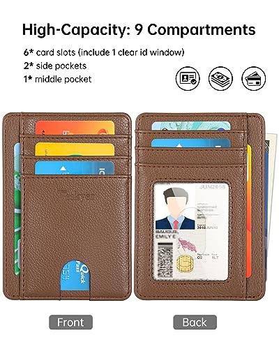 Image of Teskyer Slim Minimalist Wallet for Men, RFID Front Pocket Card Holder | Ultra Slim Front Pocket Design, 8 Card Slots, RFID Protection, Smooth Faux Leather for Everyday Carry