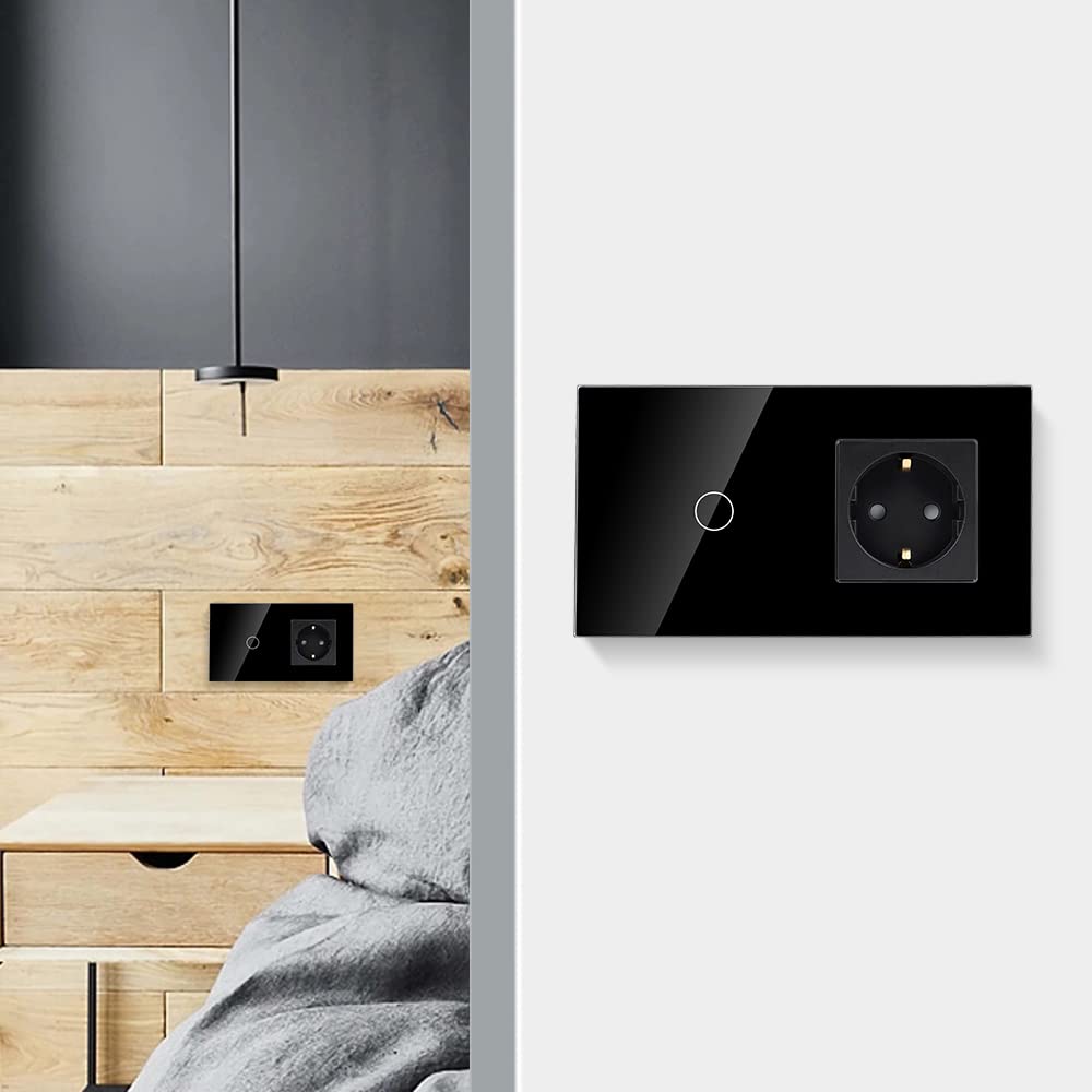 Interrupteur Normal 1 Compartiment 1 Voie Avec Prise Noire Encastré