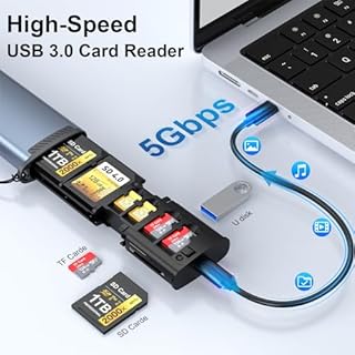 Lecteur de Carte Haute, 9-en-1 SD 4.0/TF/SIM Lecteur & Support USB 3.1 Type-C Adaptateur Boîtier en Aluminium avec 3X SD + 4X TF + 2X SIM pour Appareils Photo, Smartphones, Drones et Caméras d’Action