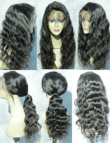 WINBOWIG New Body Wave Brazilian Virgin Remy Human Hair Glueless Lace front Wigs Full Lace Wigs Pre-Plucked Hairline Free Part Natural Black with Baby Hair 150% Density (12 inches, Lace Front Wig)