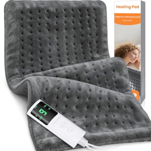 Image of Heating Pad for Back Pain, 17 inchx33 inch Electric Heat Pad with 9 Heat Levels & 4 Auto-Off Timers, Portable Heating Pad for Period Cramps, Shoulder, Neck, Machine Washable, Gifts for Women Men, Grey