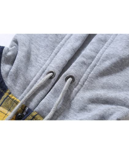 Image of SCODI Mens Flannel Hoodie Shirt Casual Button Down Plaid Long Sleeve Shirts