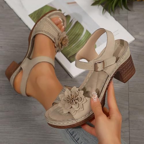 Womens Platform Heeled Sandal Fashion Chunky Heels Sandals Comfortable Dressy Arch Support Ankle Strap Wedge Sandals Open Toe Low Heel Breathable Shoes4