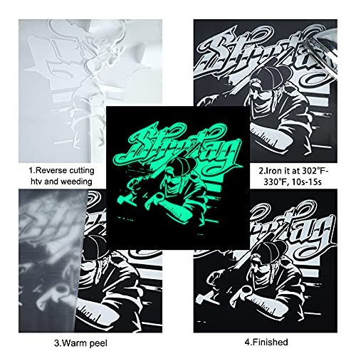 Glow In Dark Htv Heat Transfer Vinyl Rolls - 12 Inches X 10 Feet Funkaka Htv Vinyl, Luminous Green Iron On Vinyl For Cricut & Silhouette Cameo - Easy To Cut & Weed For Heat Vinyl Design (Green) #TOP4