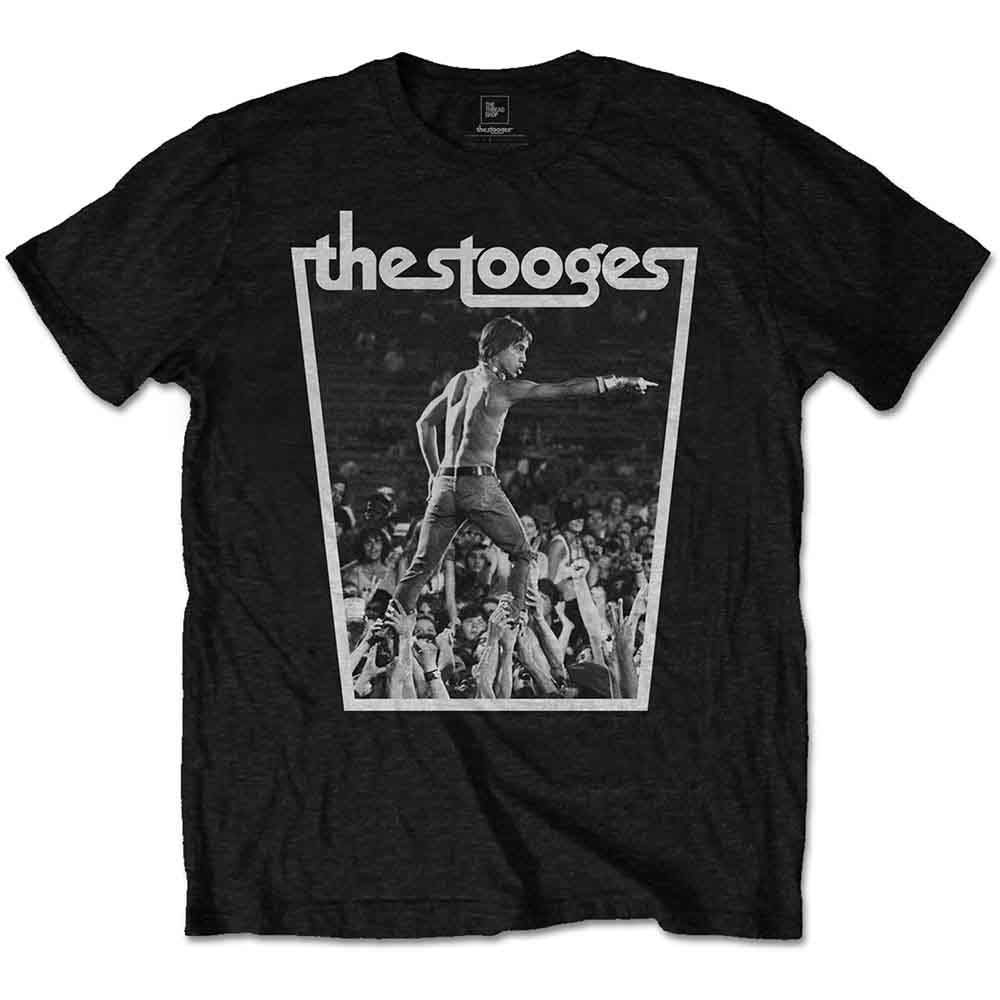 Iggy Pop & The Stooges T Shirt Crowdwalk Logo Official Mens Black L