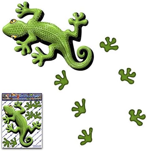 JAS Stickers Gecko Animal Funny Car Decal - Green Lizard + Foot Prints - Cute Window Bumper Small Vinyl Sticker Pack for Laptop, Phone, Bicycle, Trucks Caravans - ST00031GR_SML