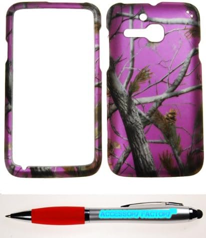 Accessory Factory(TM) Bundle (the item, 2in1 Stylus Point Pen) For Alcatel One Touch Evolve 5020T (T-Mobile) Rubberized Design Case Cover Protector - Pink Real Tree Camo Camouflage