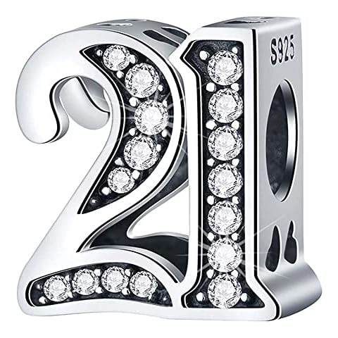 2Burned S925 Sterling Silver Charms fits Pandora Bracelets 18th 21st 30th 40th 50th 60th Birthday Charm (21st) Cover