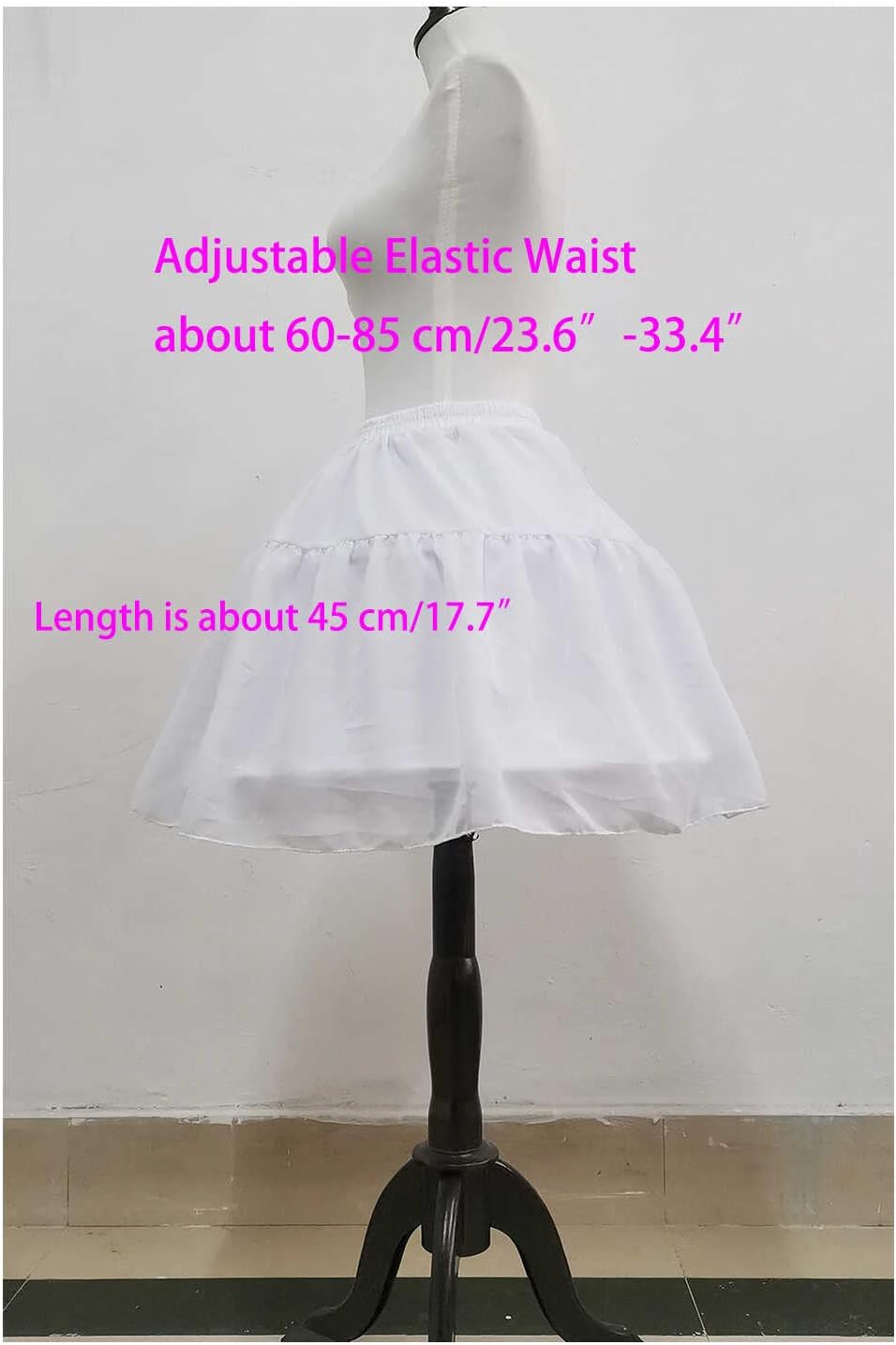 Women Girls Crinoline Petticoat 2 Hoops Skirt Chiffon Ball Gown Short Half Slip Underskirt for Lolita Cosplay - Image 4