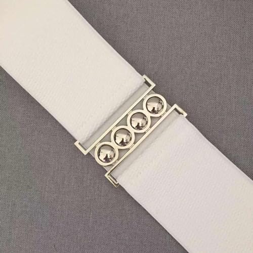 5X Wide Elastic Waist Belt for Women - Stretch Dress Belt with Buckle - Decorative Waistband - Ladies Fashion Accessories (5 Pack)2