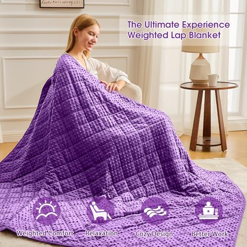 Purple Weighted Blanket for Adults 12lbs, 48"x72", Twin Full Size Cooling Minky Heavy Throw Blanket for 110-130lbs, Soft Winter Thick Big Blankets Weighted Comforter Gift for Sleeping