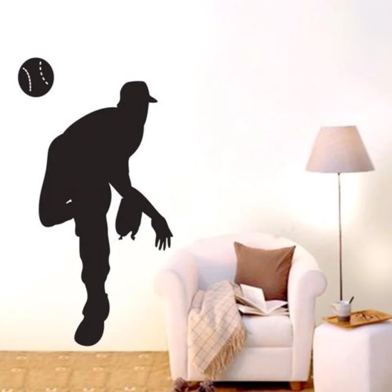 Baseball Player Sports wall Stickers can be Removed from Vinyl Sticker Art DIY Mural Decals/Black