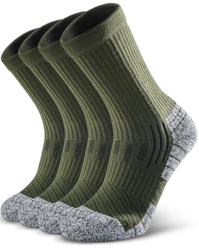 NSRRUN TURTLE Hiking Socks - Winter Thermal Merino Wool Socks for Men & Women - Thick Crew Socks for Hunting Work, Medium, Green, 2 Pairs