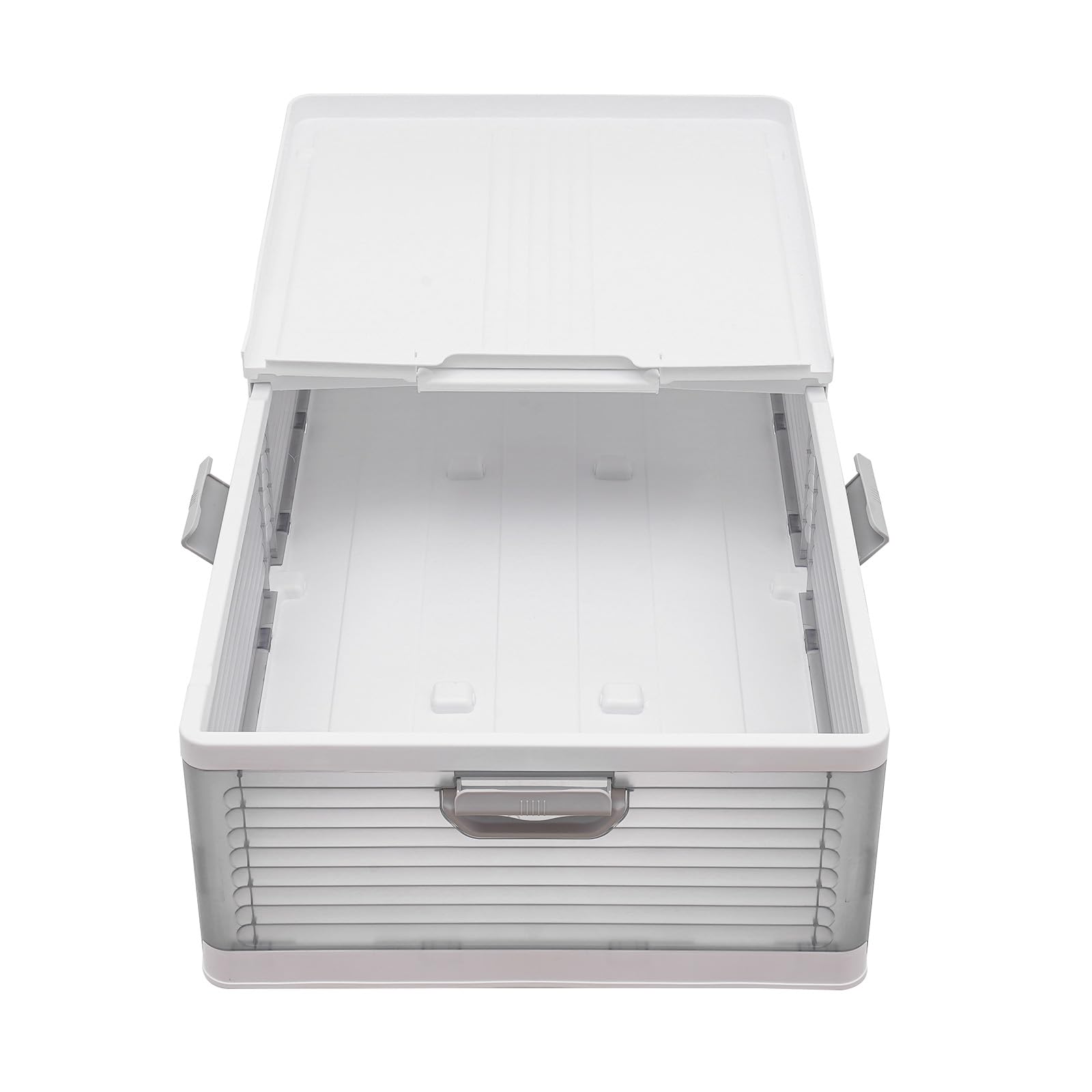 Kunststoff Unterbettkommode 101*51,5*24cm Groß Unterbett Aufbewahrung Box mit Deckel, Unterbettbox Organizer Unterbettkommoden Unterbett Aufbewahrungsbox für Bettdecken Kleidung (Transparent)