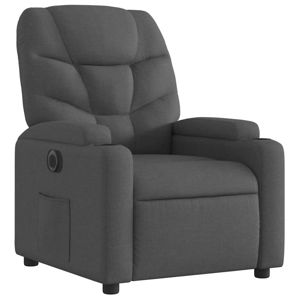 vidaXL Sillón reclinable eléctrico de Tela Gris Oscuro