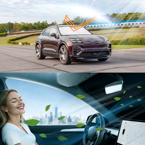 Image of Windshield Sun Shade for 2014-2026 Porsche | Foldable, Full covered for windshield, Block UV Rays, Heat Reduction, Easy to install, Keeps Car Cooler