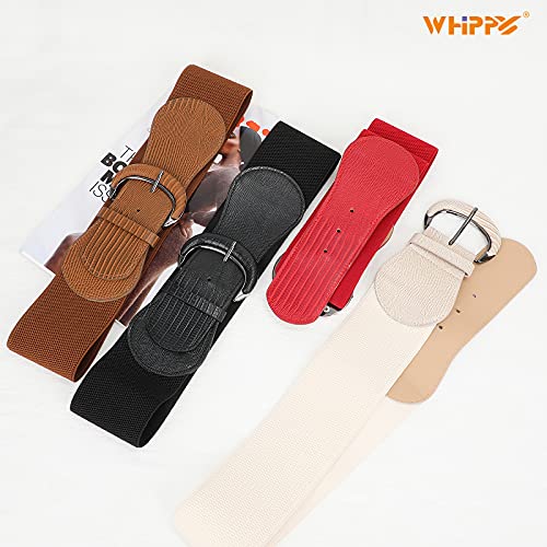 Image of WHIPPY 3 Pack 4 Pack Women Wide Elastic Waist Belt Vintage Stretchy Belt Waistband for Ladies Dresses