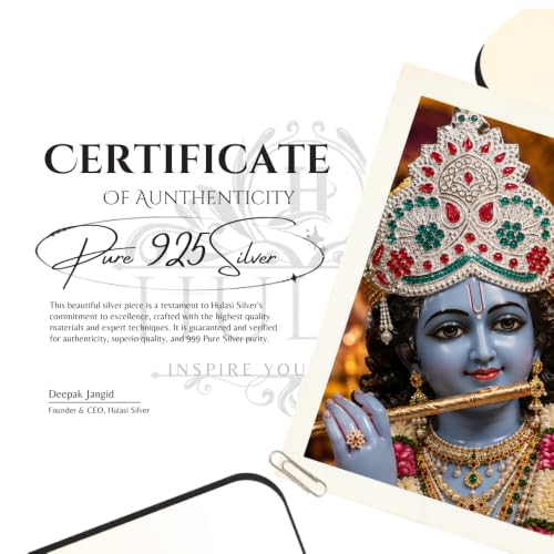 Image of Silver Decorative Mukut /Crown with Red & Green Stone Work for Pooja, Religious Decoration