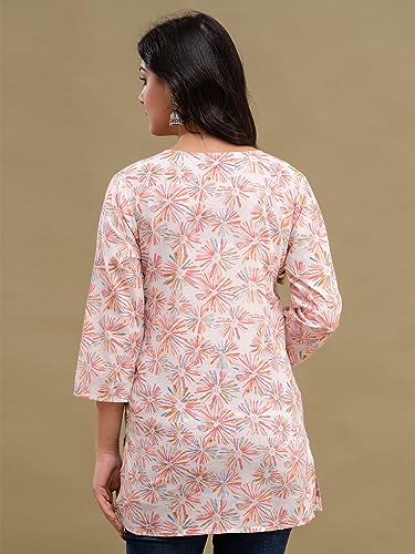 Image of feranoid Women Cotton Printed Straight Short Kurti