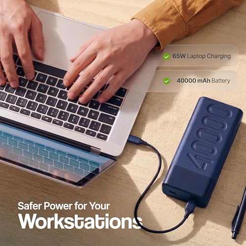 Image of Ambrane Semi Solid Battery Powerbank 40000mAh, New Battery Technology - Extremely Safe with Negligible Fire Risk, 65W Fast Charging - Macbook, Type C Laptop, Mobiles, Other Devices (Stellar 40K,Green)