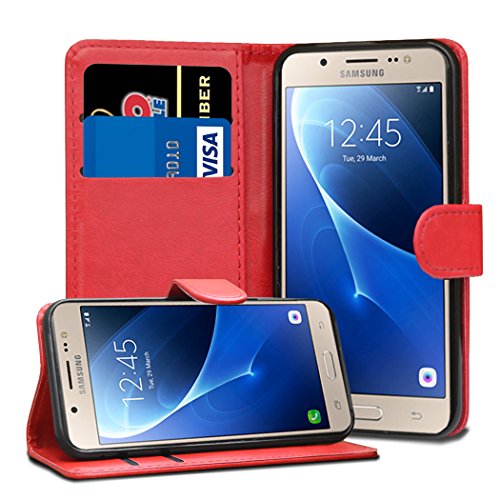 Jonlineuk Samsung Galaxy J5 2016 Case, [Card Holder] Magnetic Luxury PU Wallet Cover - Premium Flip Leather Case For Samsung Galaxy J5 2016 (Red)