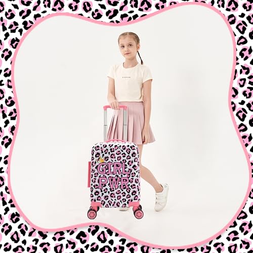 Image of Kid's Luggage Set 2 Piece Suitcase Set 16 inch Hardside Luggage with Spinner Wheels Girls Carry on Toddler Travel Rolling Suitcase with Neck Pillow Airline Approved