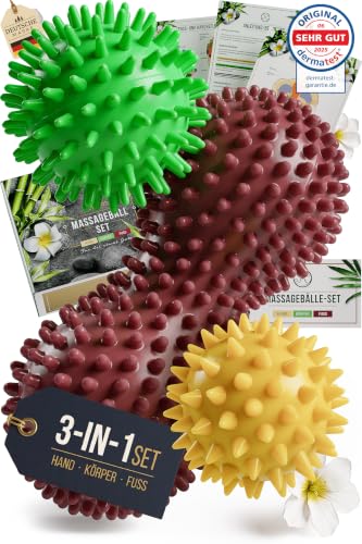 HELDSON Igelball Fußmassage 3er Set – Massageball Noppenball Peanut Ball