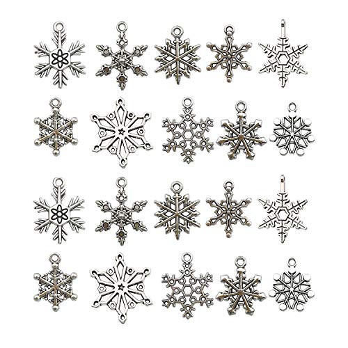 YoudiylaUK WM184 - Juego de 80 abalorios de copo de nieve para manualidades y joyería, accesorios para hacer collares y pulseras