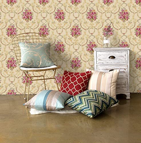 Image of NANA's Collections Vintage Rose Floral Design Wallpaper - Self-Adhesive Waterproof Peel & Stick Wall Paper for Living Room, Bedroom, Kitchen - 45cm x 200cm Roll
