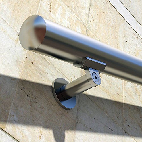 B52 Anodized Handrail Aluminum Stairs Kit Stainless Steel Look 6 Ft and 1.97"diam