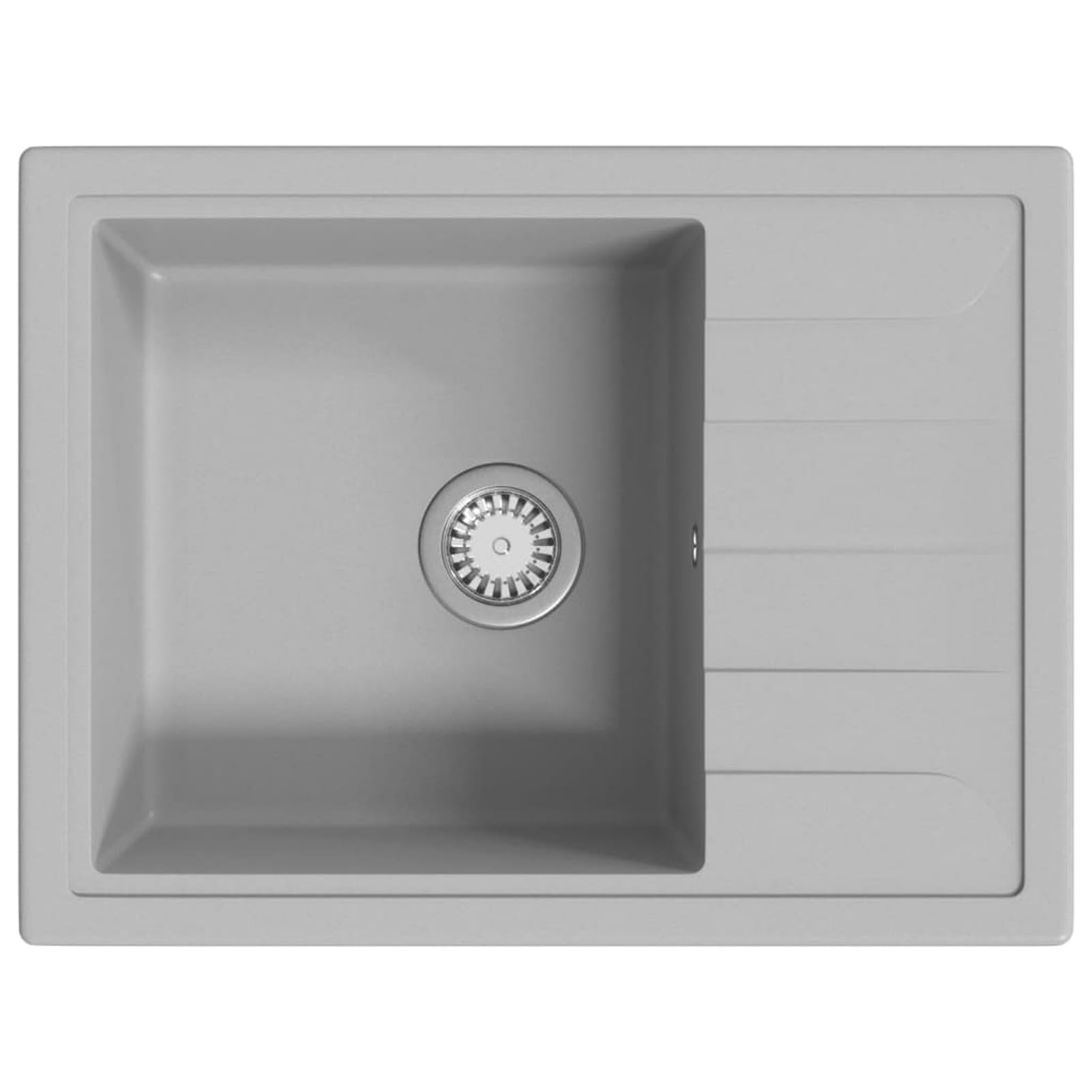 LAPOOH Fregadero de Cocina con rebosadero Ovalado Granito, Mueble Pila Lavadero, Pila Fregadero Cocina, Fregadero sobre Encimera, Fregadero Baño Encimera, Picas De Cocina, Gris