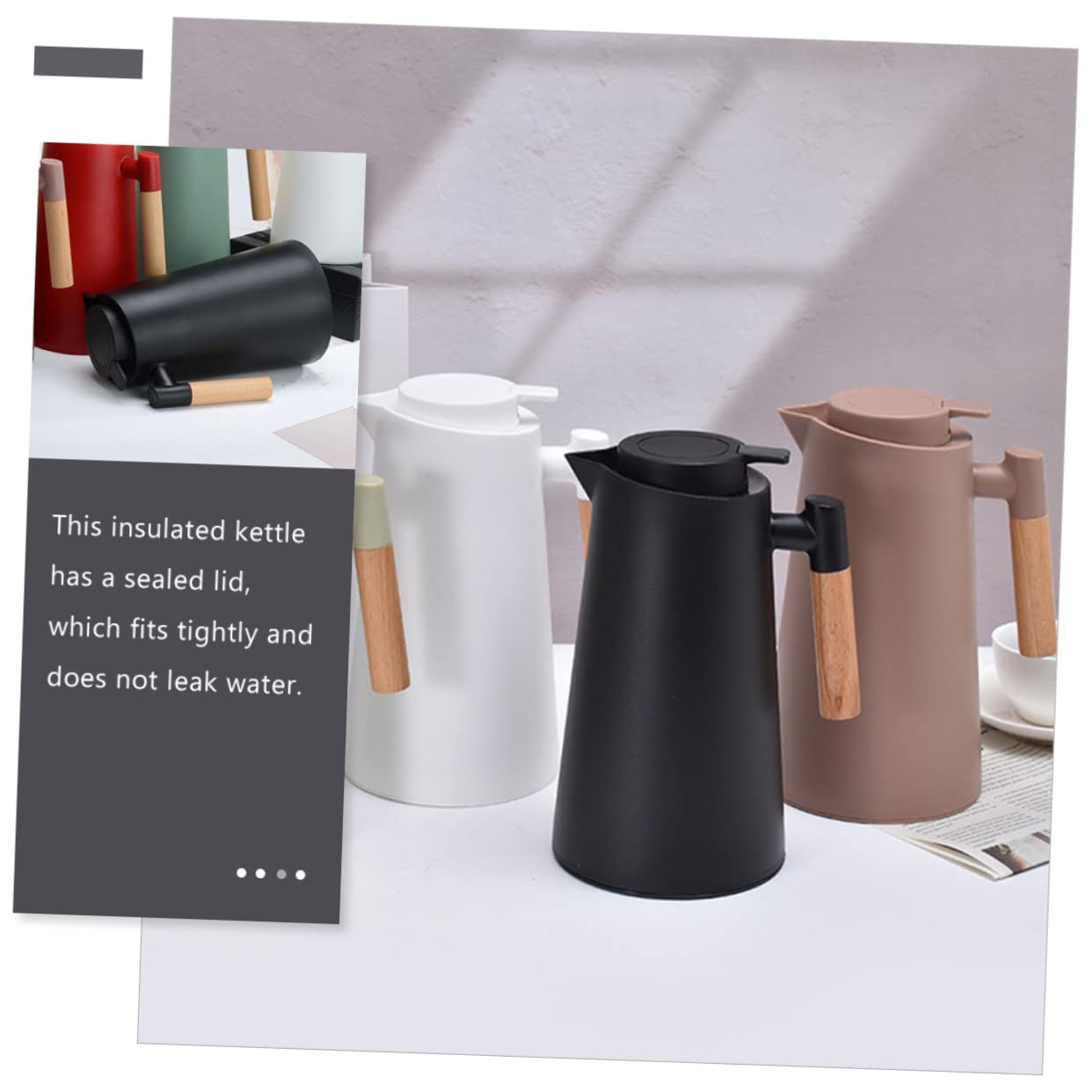 DOITOOL Termo de Vidrio al Vacío para Café y Té Botella de Agua Portátil Asa para Bebidas Frías y Calientes para Camping y Hogar