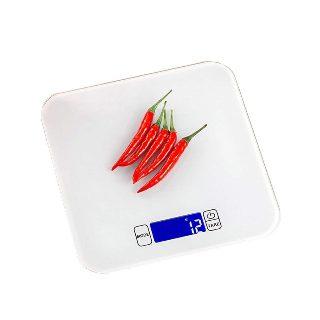 Digital Kitchen Scales, Advanced Touch Scale Tempered Glass Electronic Food Scales with LCD Backlight Tare Auto Off Function (White 200 * 200 * 21mm)