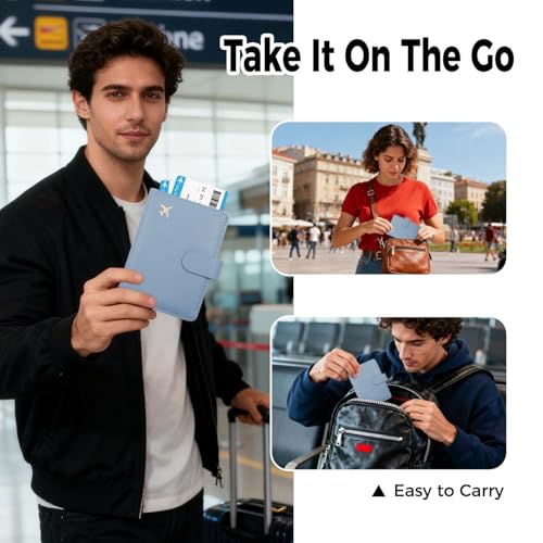 Image of Melsbrinna Premium Leather Passport Holder Covers Case, Waterproof Rfid Blocking Travel Wallet Passport Holder with Pen Holder, Cute Passport Book for Women /Men