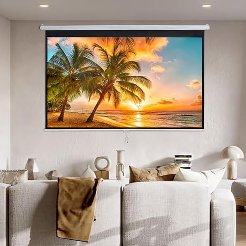 Pantalla Retráctil para Proyector 72" 4:3 con Bloqueo Automático